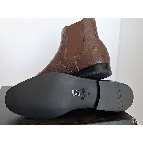 Coach Graham Chelsea Boots Mahogany Brown Leather Men’s 10 D | New in Box - Picture 6 of 8